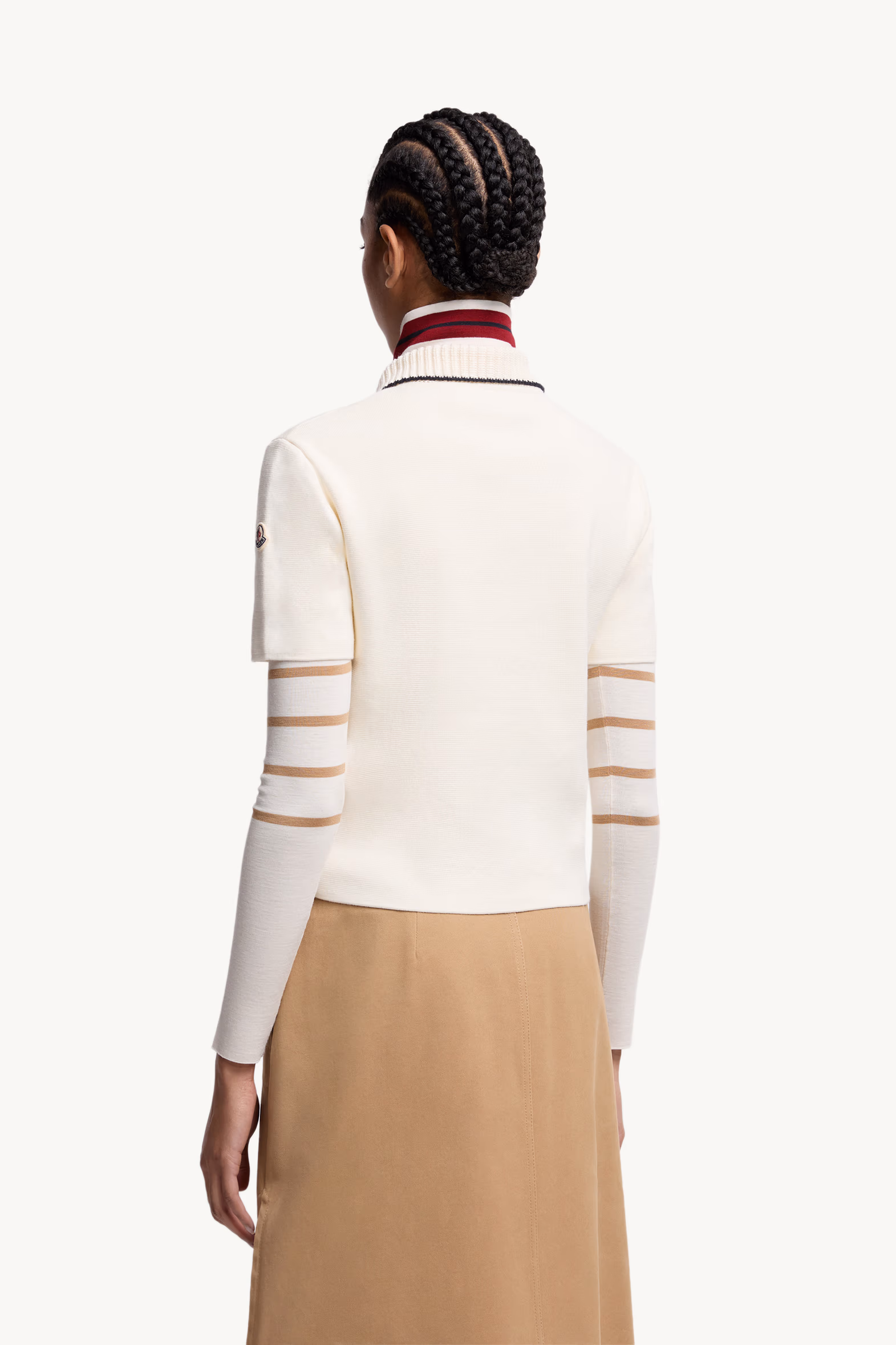Knit Cotton Polo Shirt Women White Moncler 5